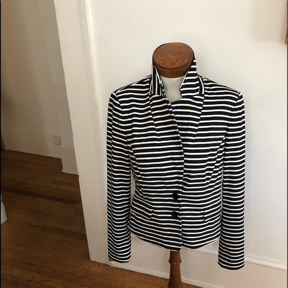 Bebe Vintage Striped Blazer Black White Medium - Picture 3 of 7